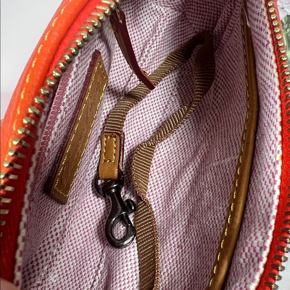 🦆 DOONEY & BOURKE DILLEN MINI BARREL TANGERINE ORANGE PEBBLE LEATHER BAG - Picture 10 of 11